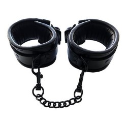 Rouge Padded Leather Ankle Cuffs Black